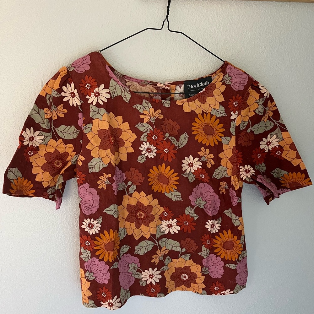 ModCloth x Princess Highway floral blouse, linen and cotton